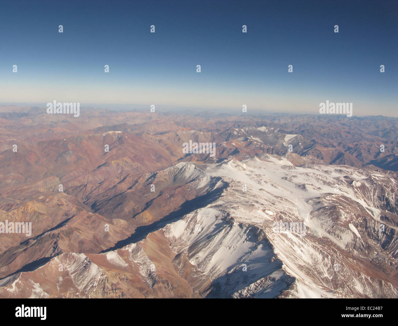 Aerial View Snow Capped Andes Mountain Range Between Chile and