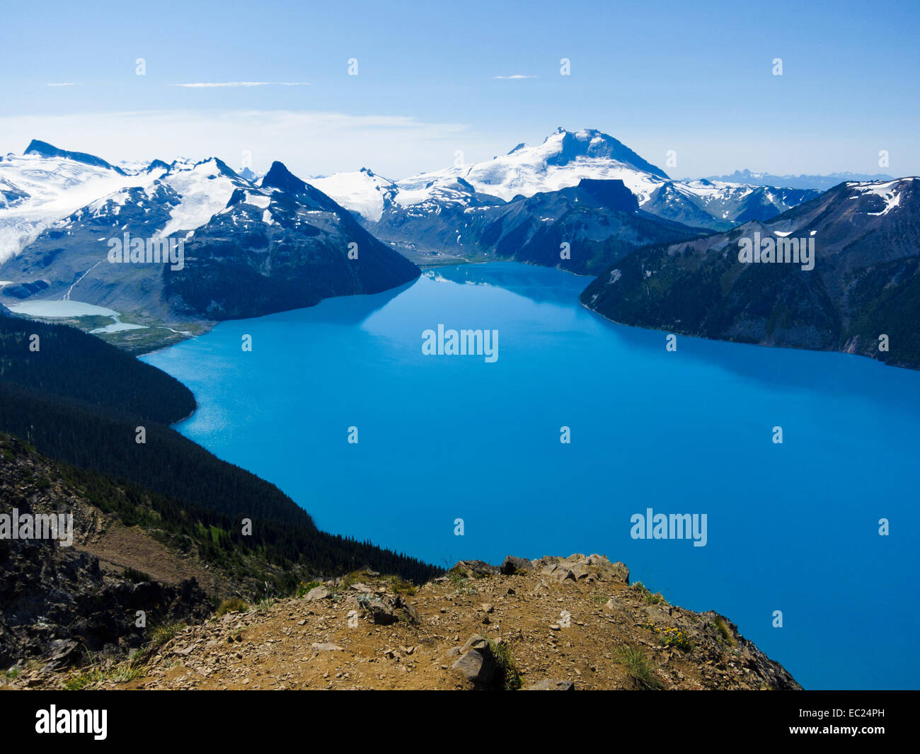 View on Garibaldi Lake from Panorama Ridge, Garibaldi Provincial Park, British Columbia, Canada. Stock Photo