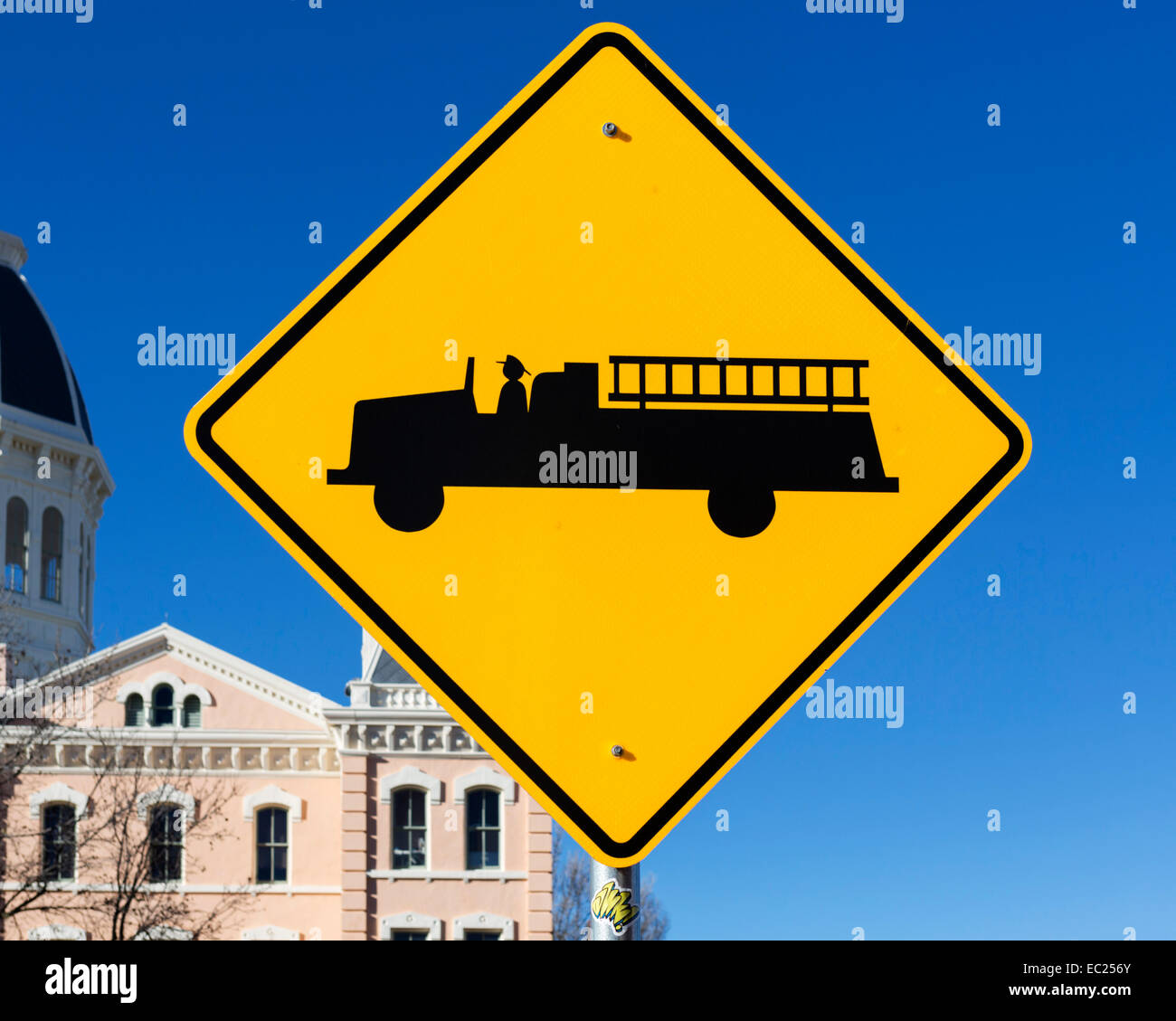 Fire Truck Sign, Marfa, Texas, USA Stock Photo