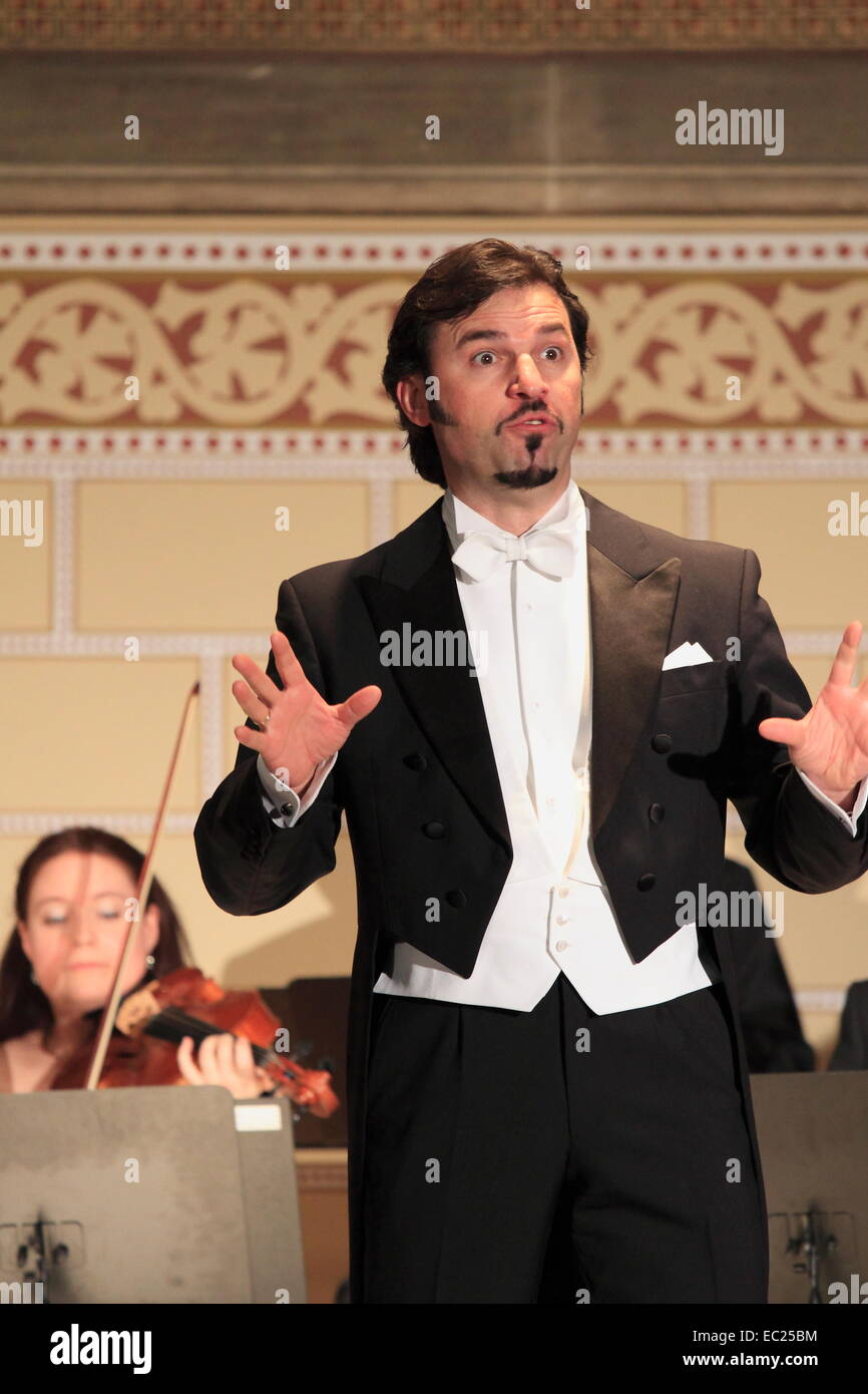 Opera singer man singing song at Royal Weiner Orchestra, Vienna Royal Orchestra, Vienna, Austria Stock Photo