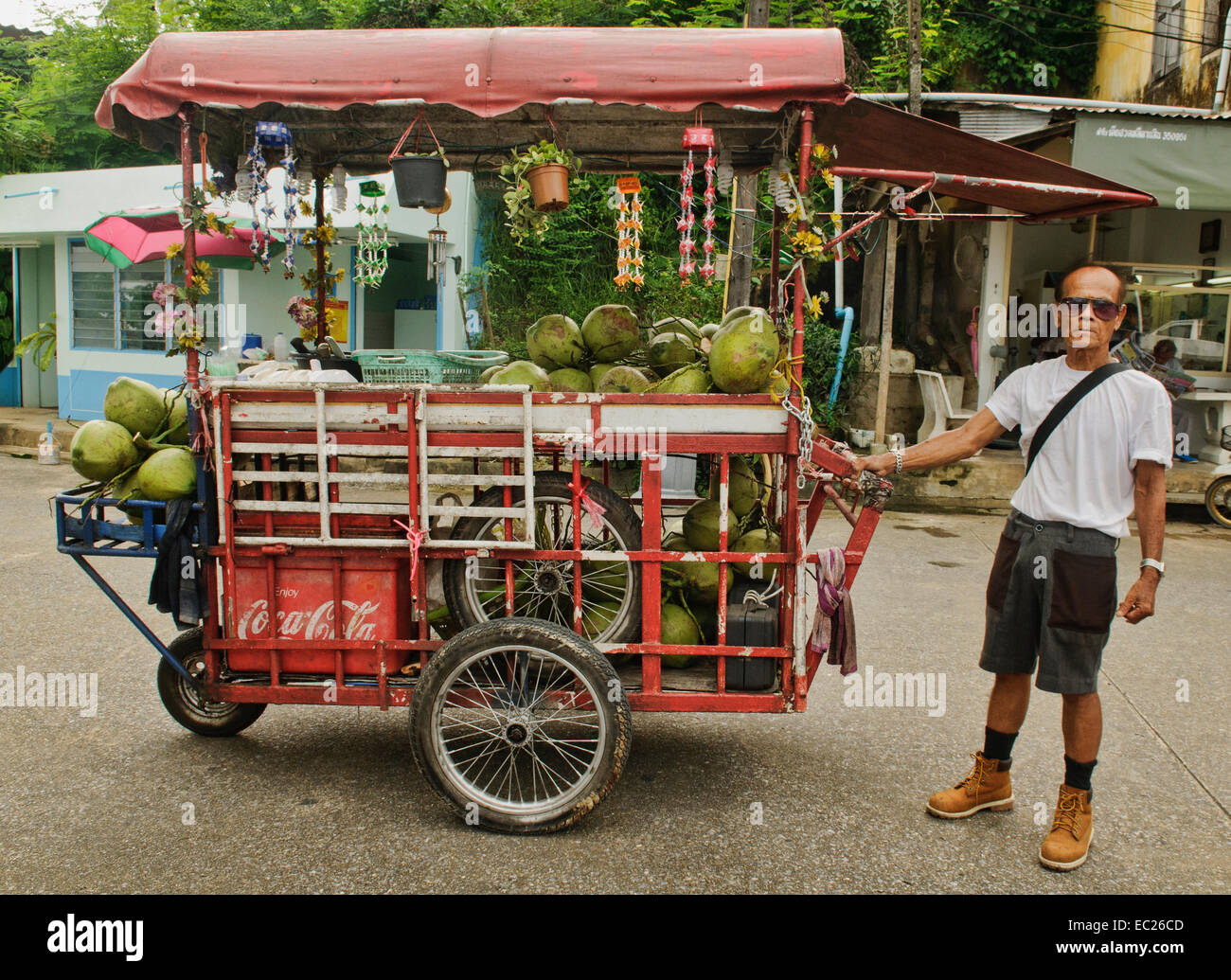 Coconut vendor in Chantabur, Thailand Stock Photo - Alamy