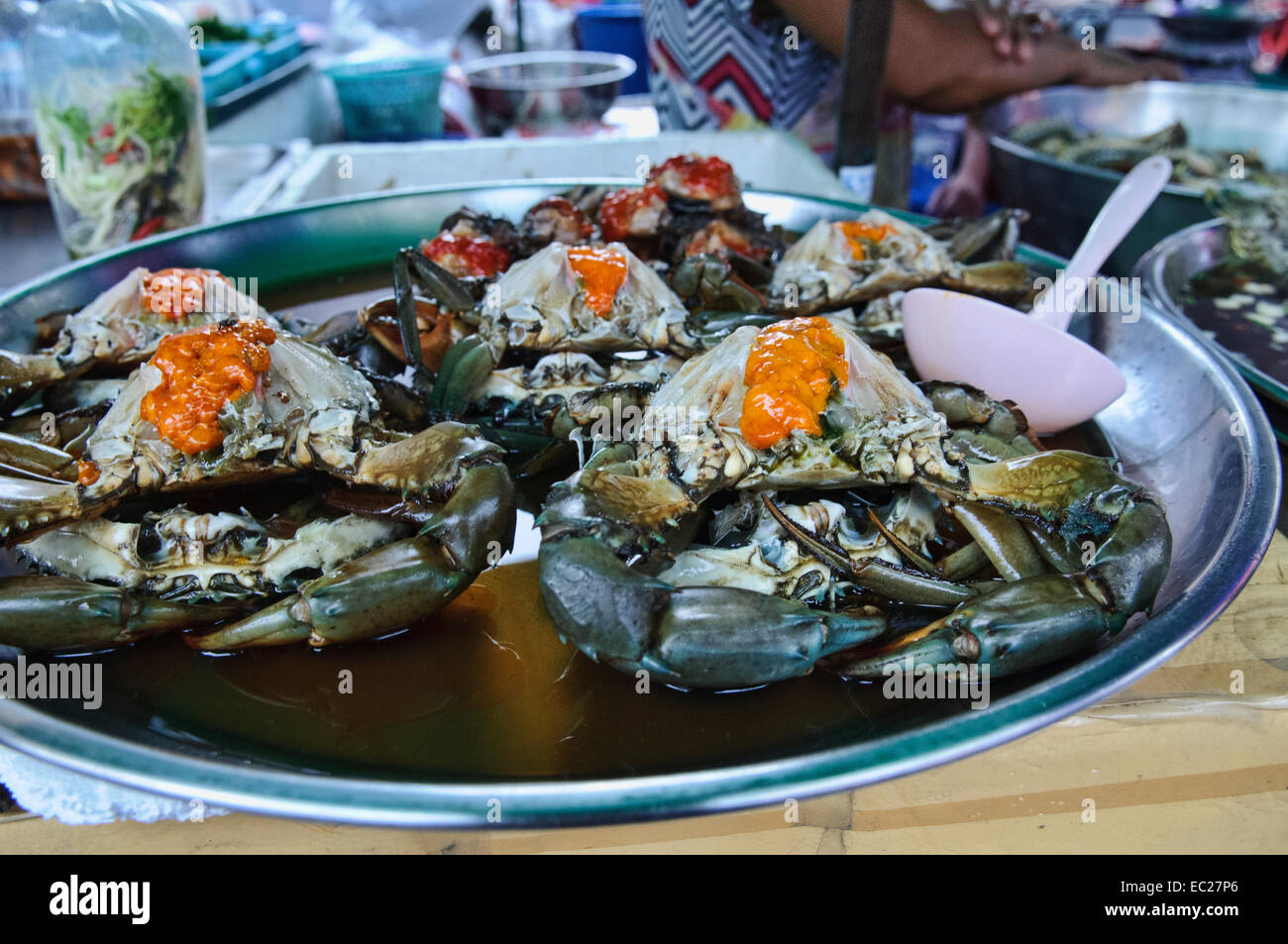 Fresh crab in a wet market in Bangkok, Thailand Stock Photo