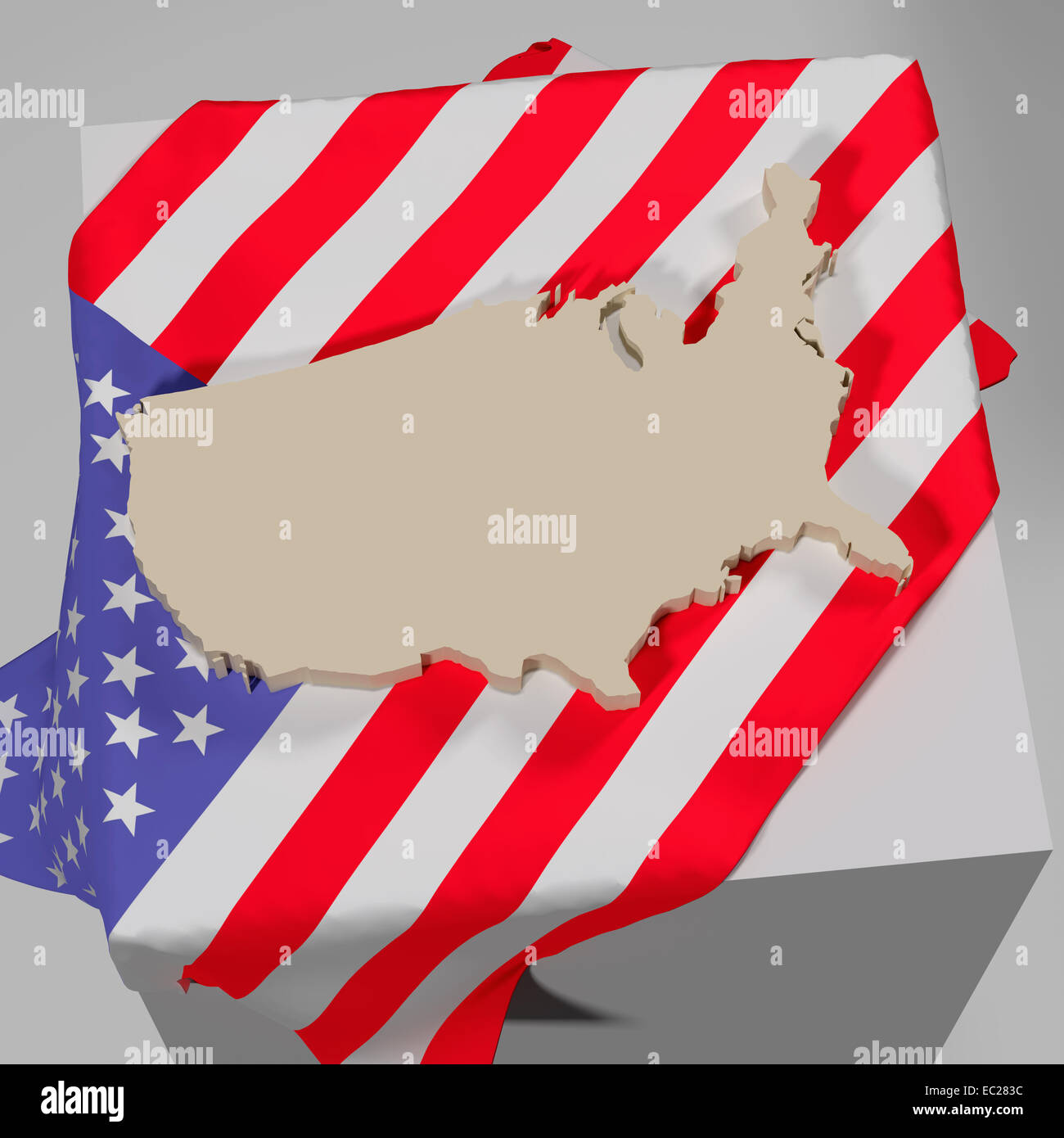 3d rendering of a United States map and a flag Stock Photo - Alamy