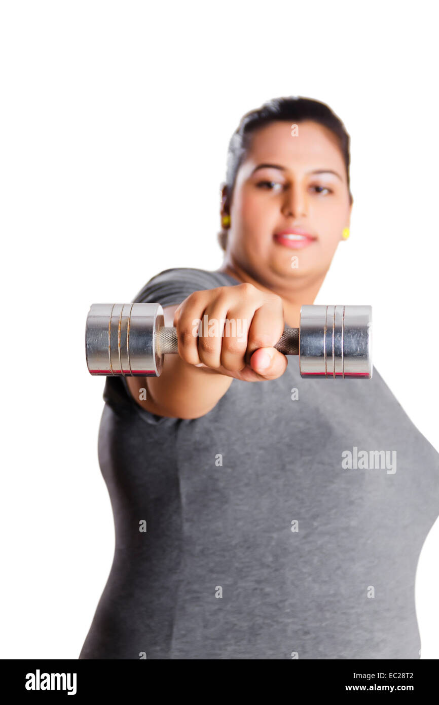 indian Obese Lady Work Out Stock Photo Alamy