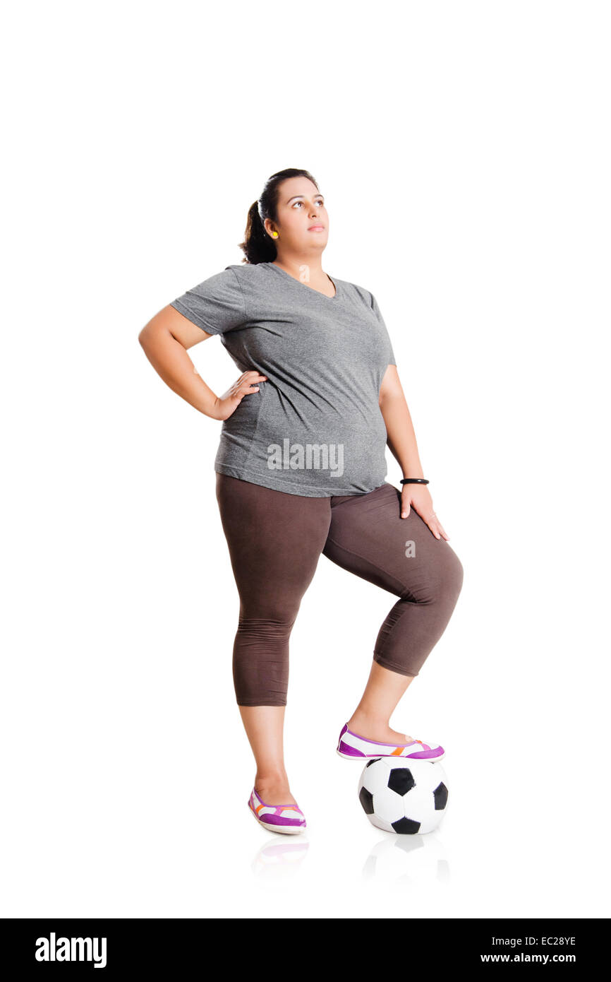 indian Obese Lady playing Football Stock Photo - Alamy