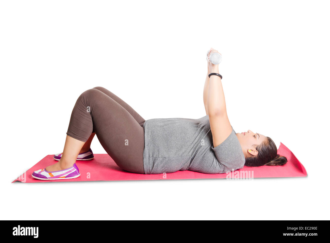indian Obese  Lady Stretching Stock Photo