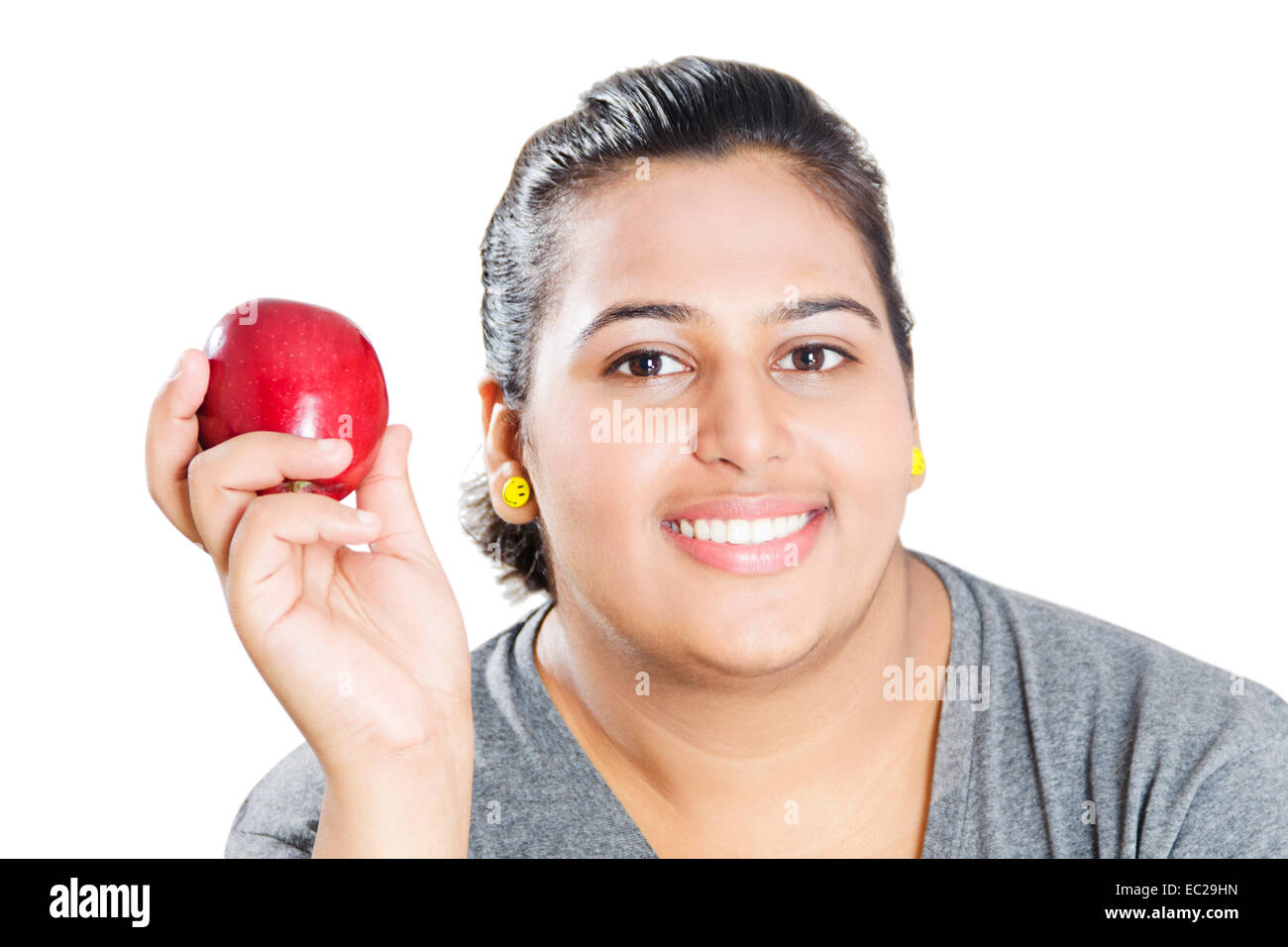 indian Obese Lady Dieting Stock Photo