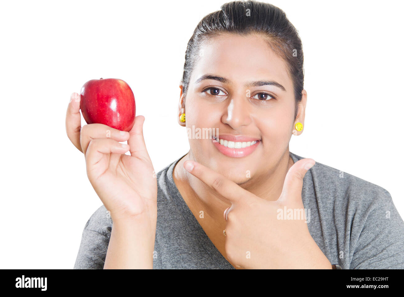 indian Obese Lady Dieting Stock Photo