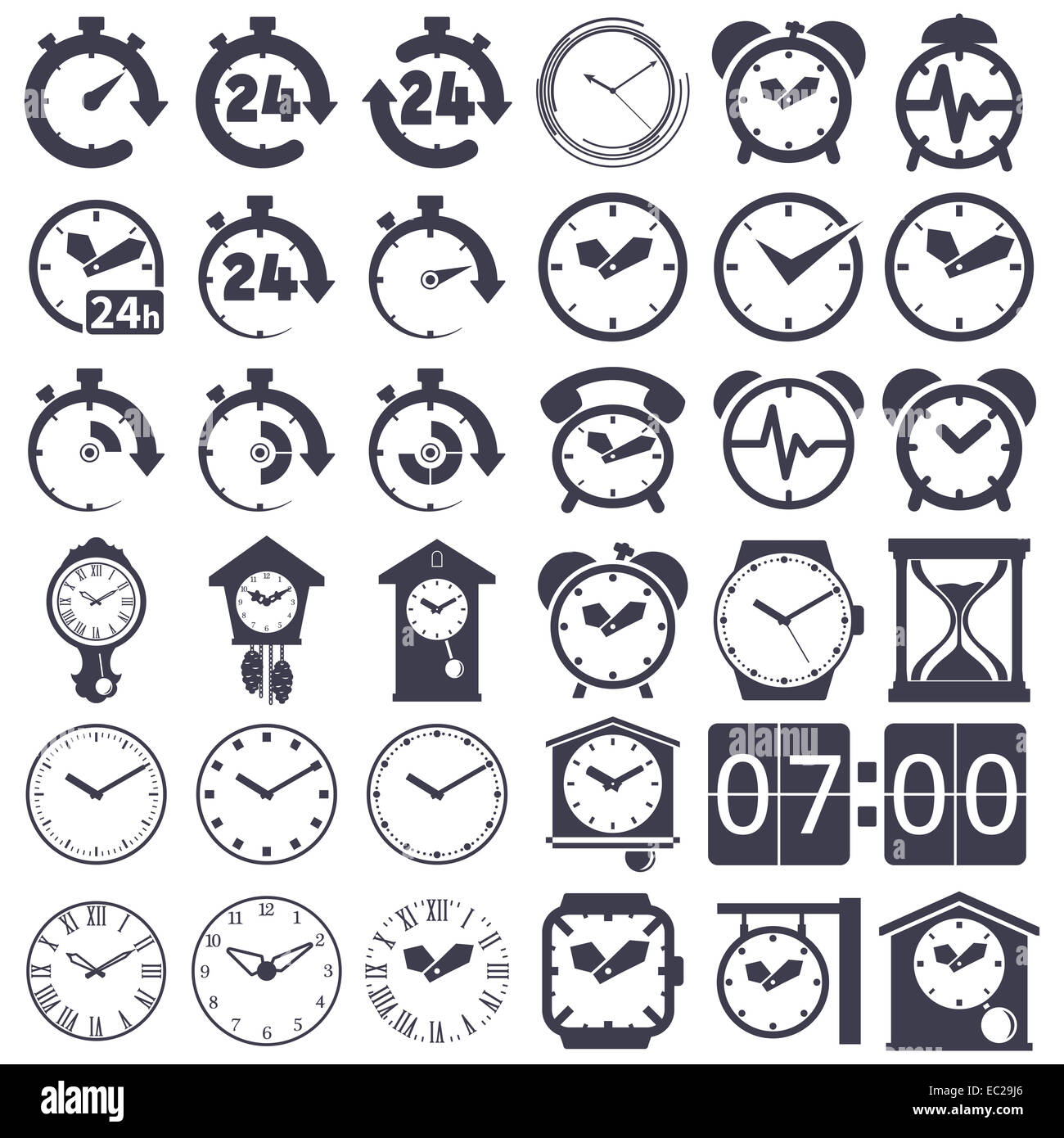 Set of icons of  clocks on white background Stock Photo