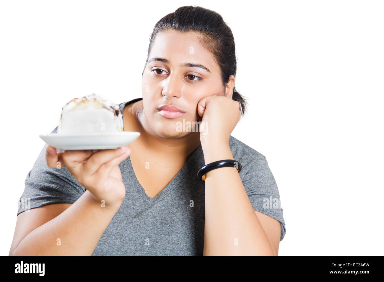 indian Obese Lady Control Over Weight problem Stock Photo