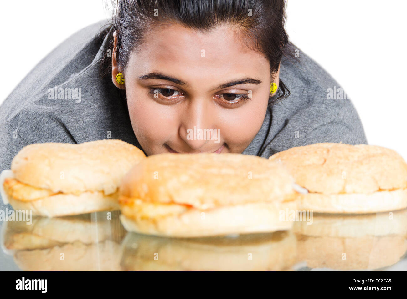 indian Obese Lady Dieting  over Weight Stock Photo