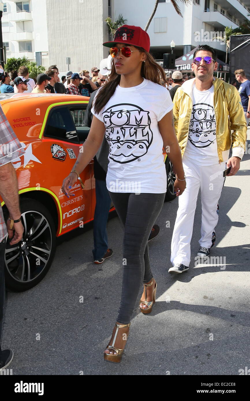 Celebrities gather at the Gumball 3000 rally starting grid before the start  of the rally. Featuring: Eve Where: Miami, Florida, United States When: 05  Jun 2014 Stock Photo - Alamy