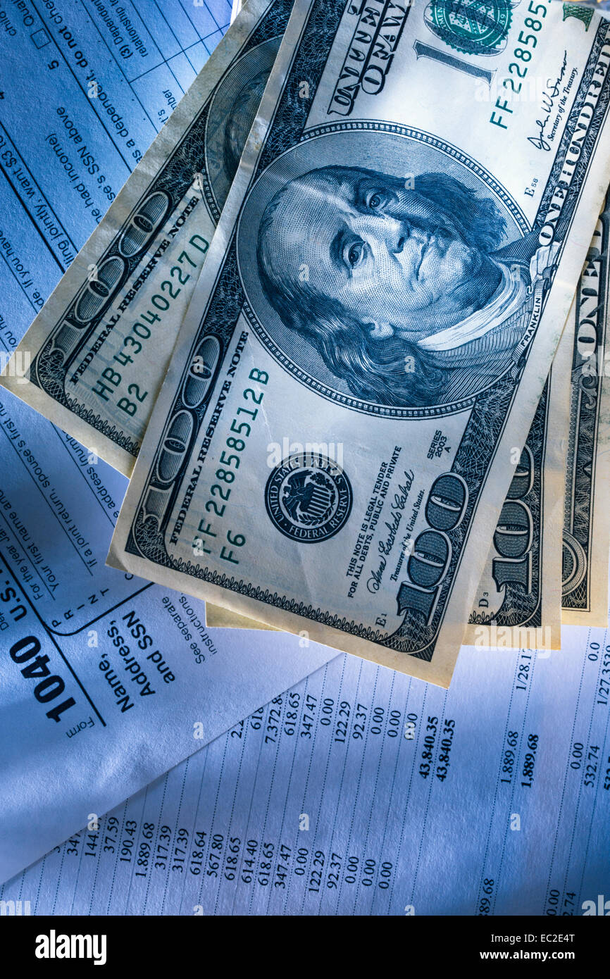 Annual budget, tax form and dollar Stock Photo Alamy