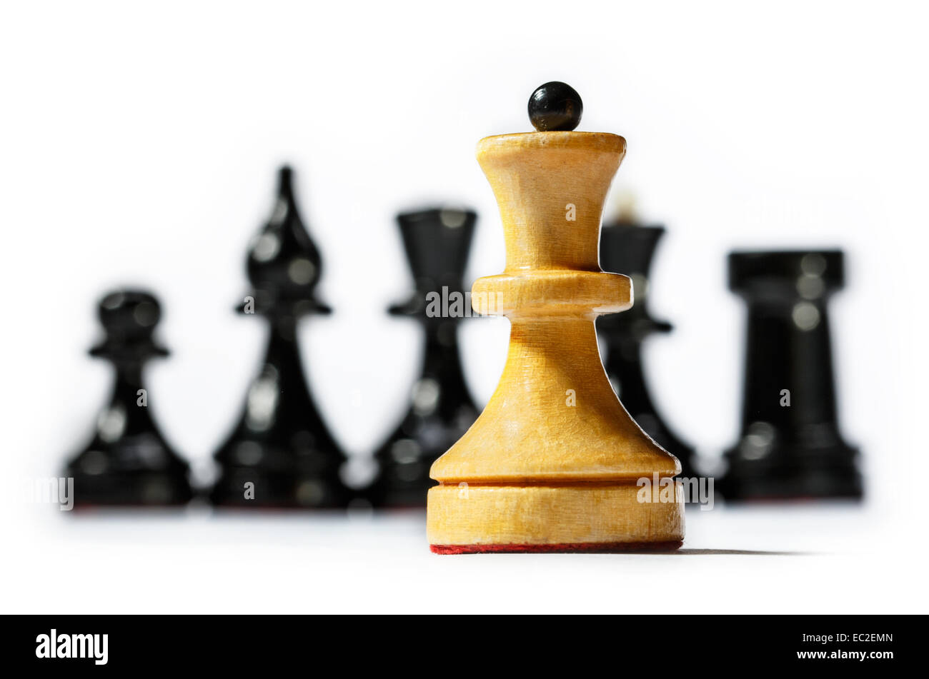 Wooden chessboard with chessmen in toning Stock Photo