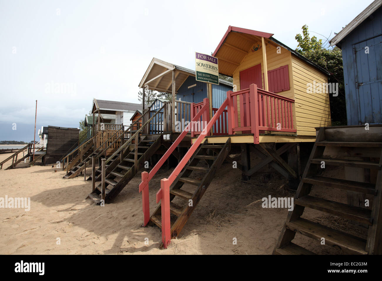 Beach Huts for sale at WellsNextTheSea, Norfolk, England Stock Photo Alamy