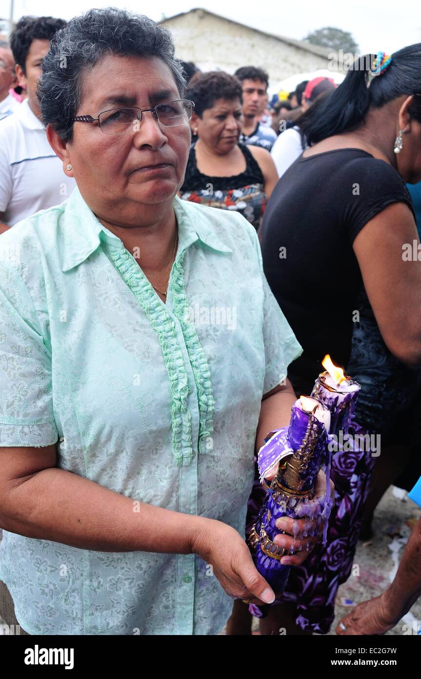 Candles - Señor Cautivo de Ayabaca peregrination in CORRALES. Department of Tumbes .PERU Stock Photo