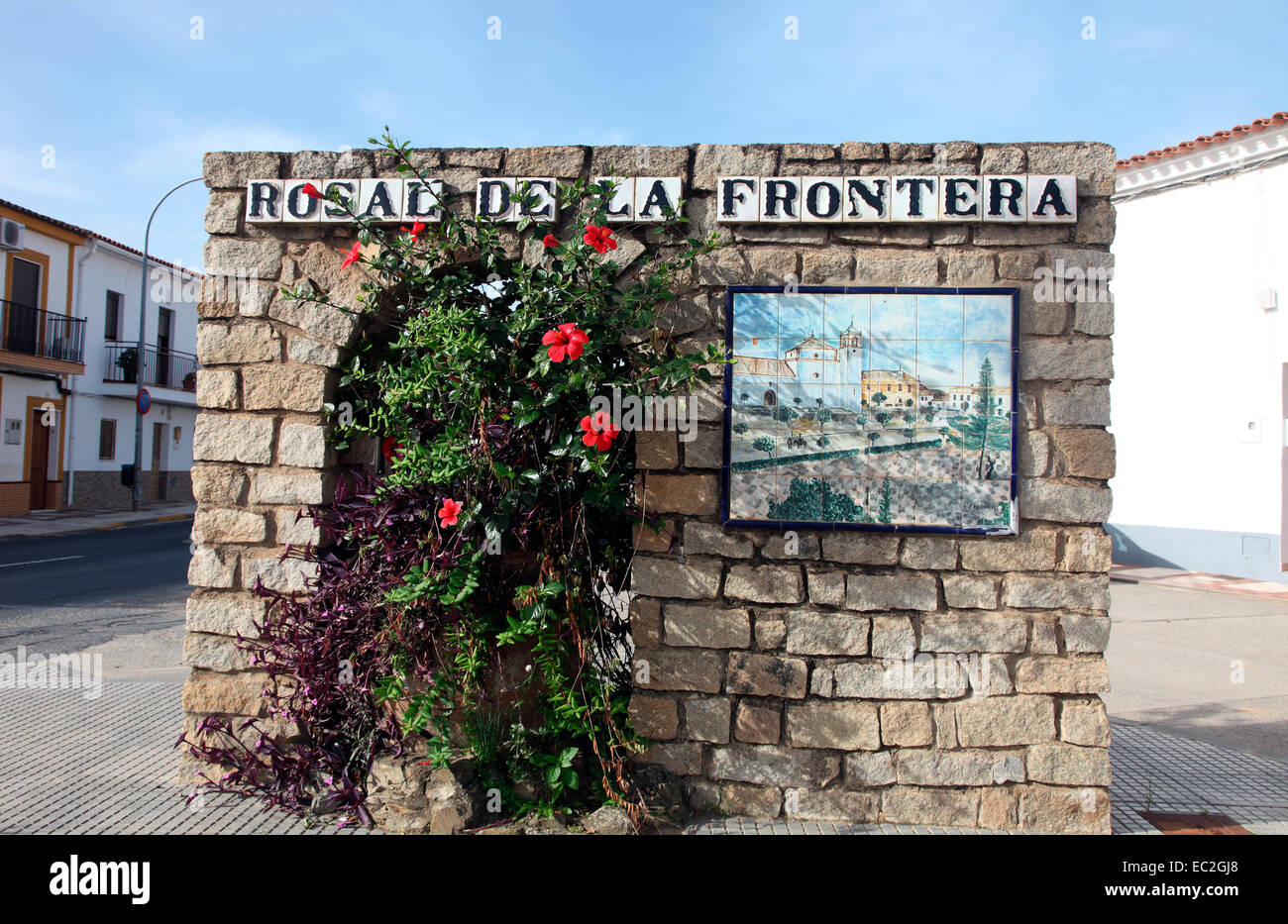 Rosal de la Frontera, village on the border bettwen Portugal and Spain,once on the frontier of Christian and Moorish Iberia. Stock Photo