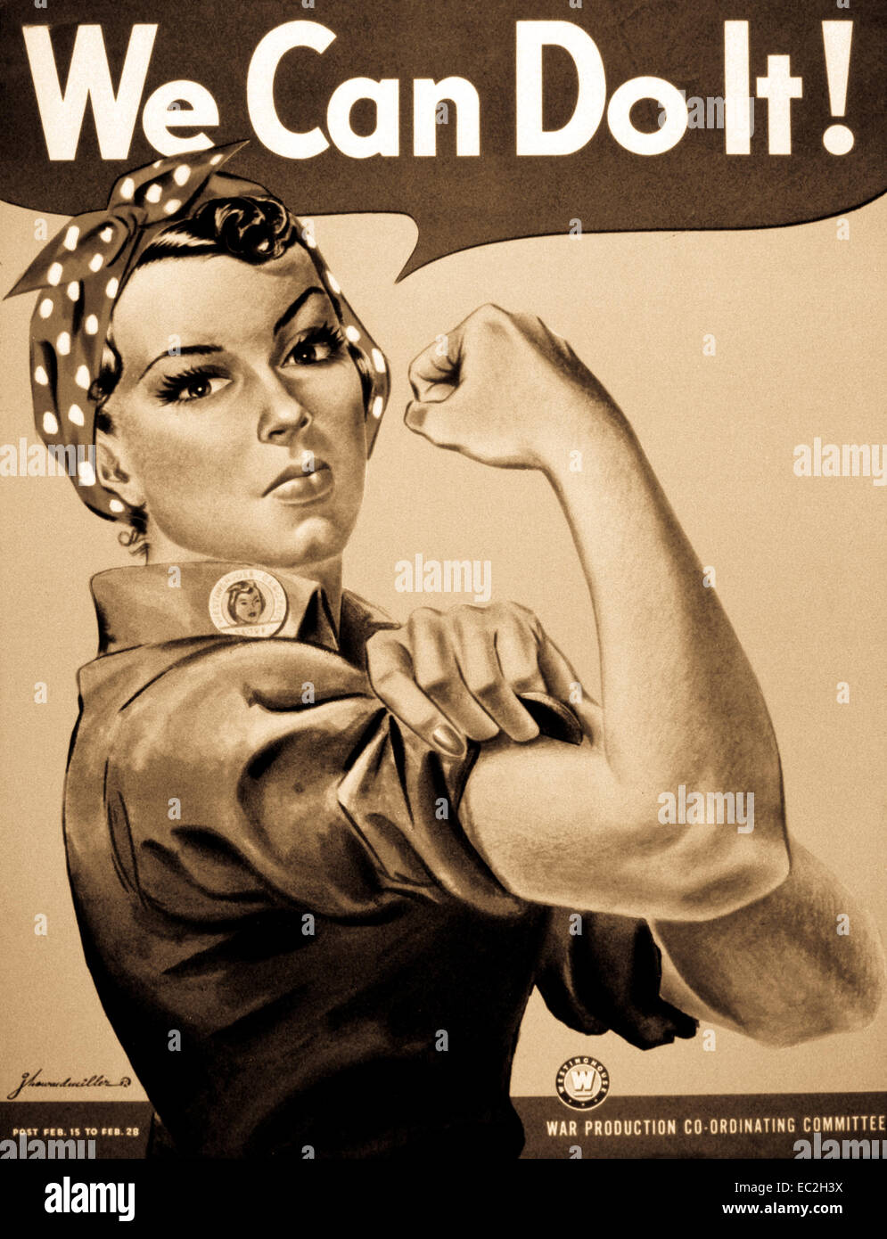 We Can Do It. Poster by J. Howard Miller, (War Production Board) Stock Photo
