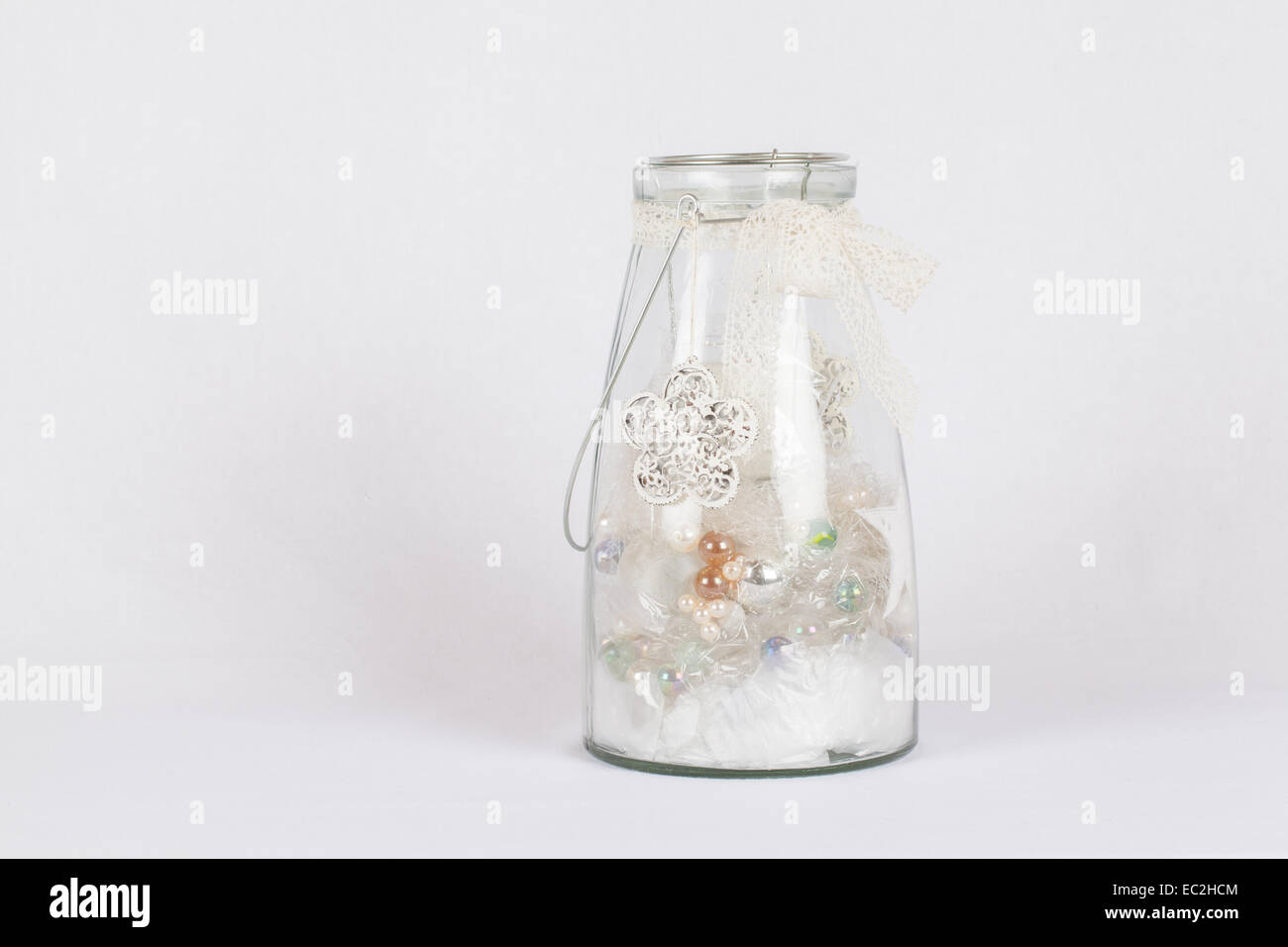 Beautiful white table lantern Stock Photo