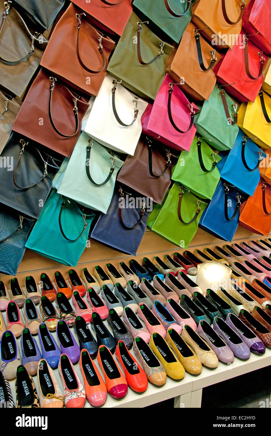 Kokua ballerinas and Handbags in many colors Barcelona Spain Spanish Boutique Stock Photo
