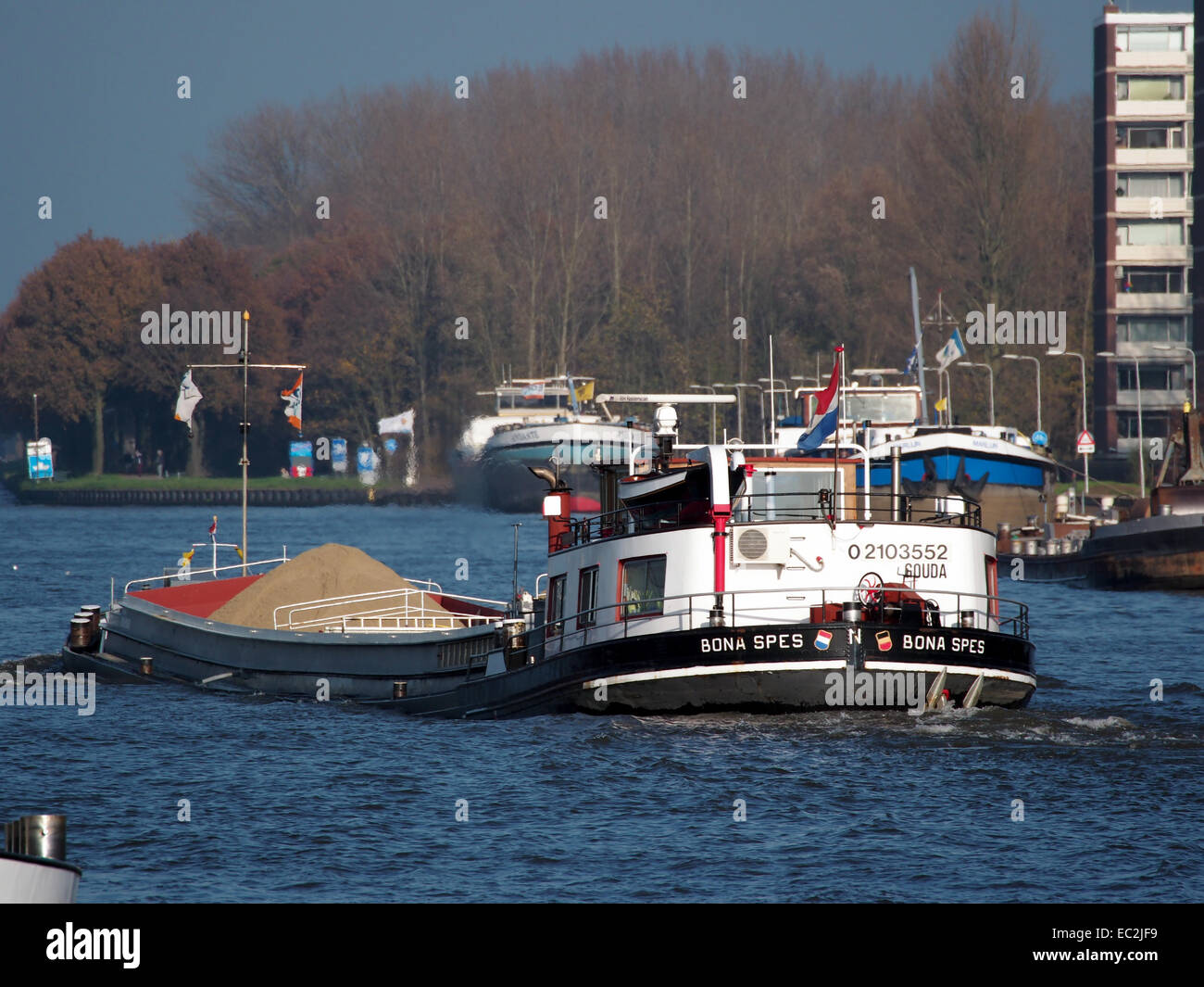 Bona Spes, ENI 02103552 op het Amsterdam-Rijn kanaal, hekfoto Stock Photo