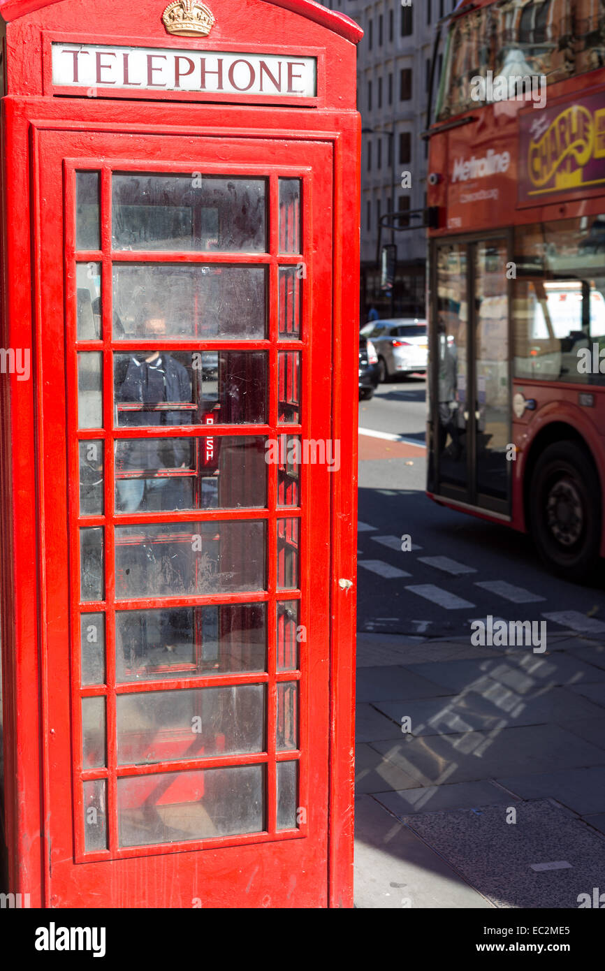A red British phone box seen in Euston Road, London Stock Photo Alamy