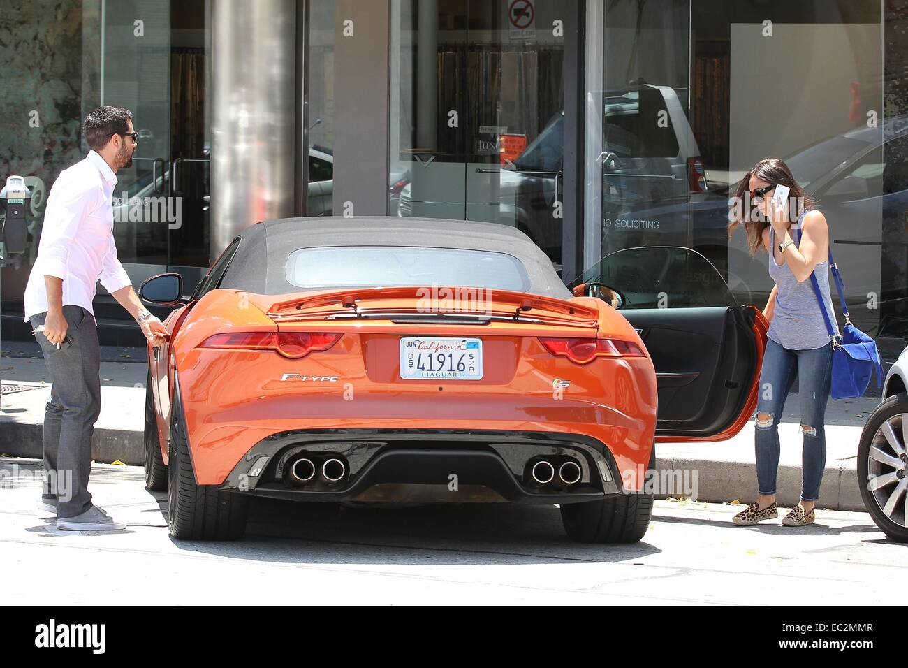Jesse Metcalfe and Cara Santana shopping on Melrose and driving in a