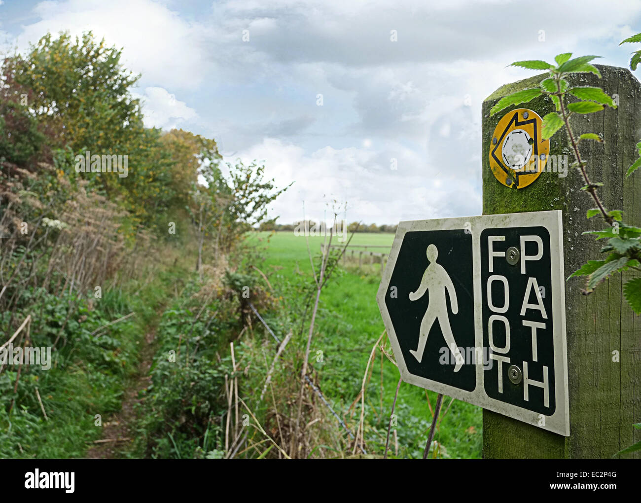 Rural footpaths in South Gloucestershire, near Winterbourne Church, Stock Photo