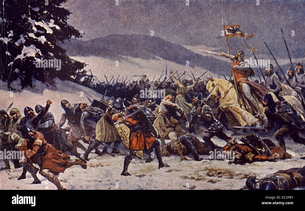 Battle of Chlumec on 18 February 1126 Stock Photo