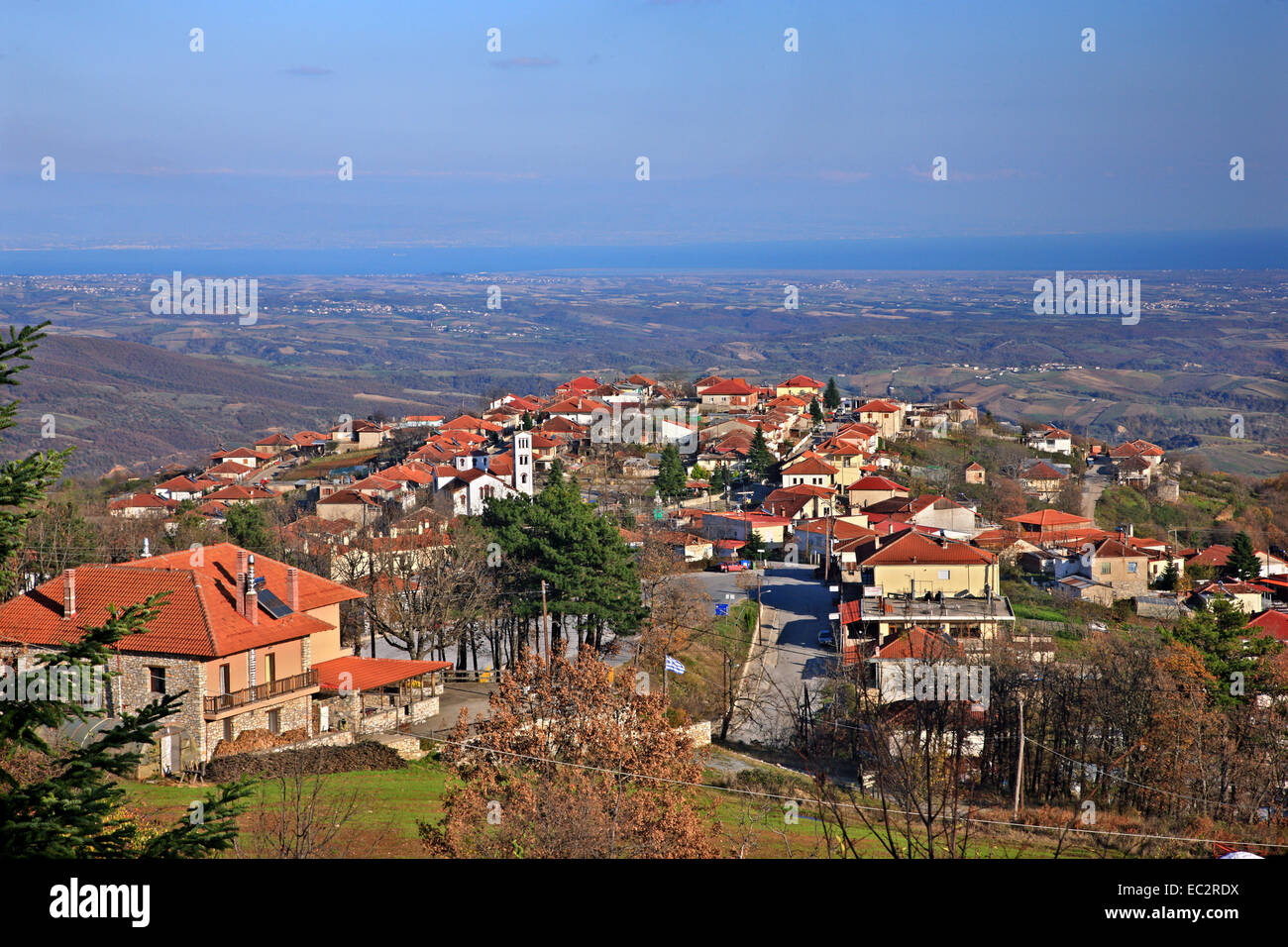 Elatochori village, popular winter resort on the Pieria mountains, Pieria, Macedonia, Greece. Stock Photo