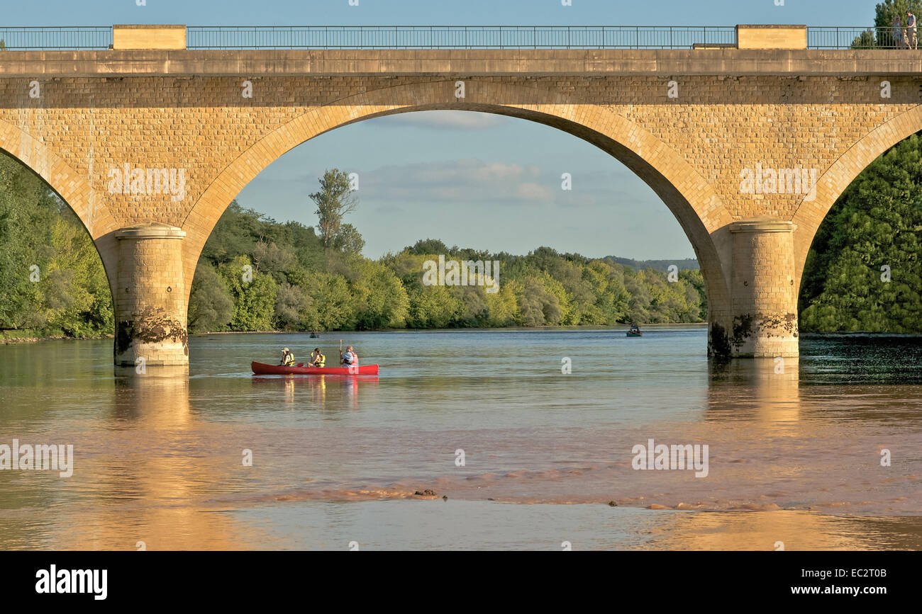canoeing on Dordogne river, in Limeuil, Dordogne department, France