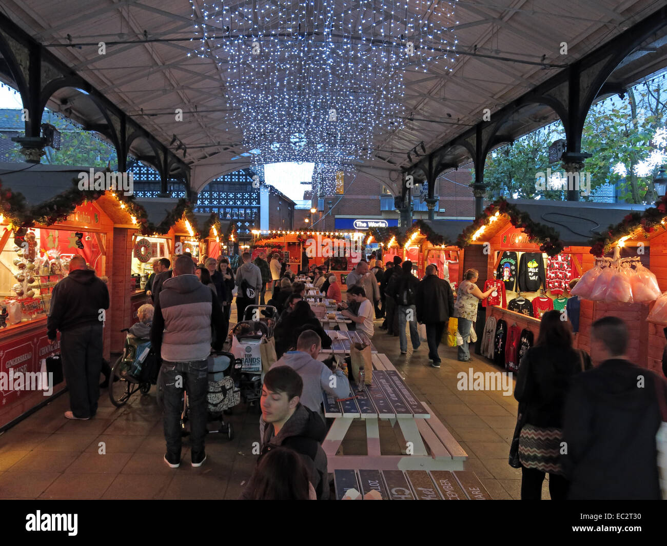 Warrington Winter Xmas German Market in the town centre, Cheshire, England, UK Stock Photo