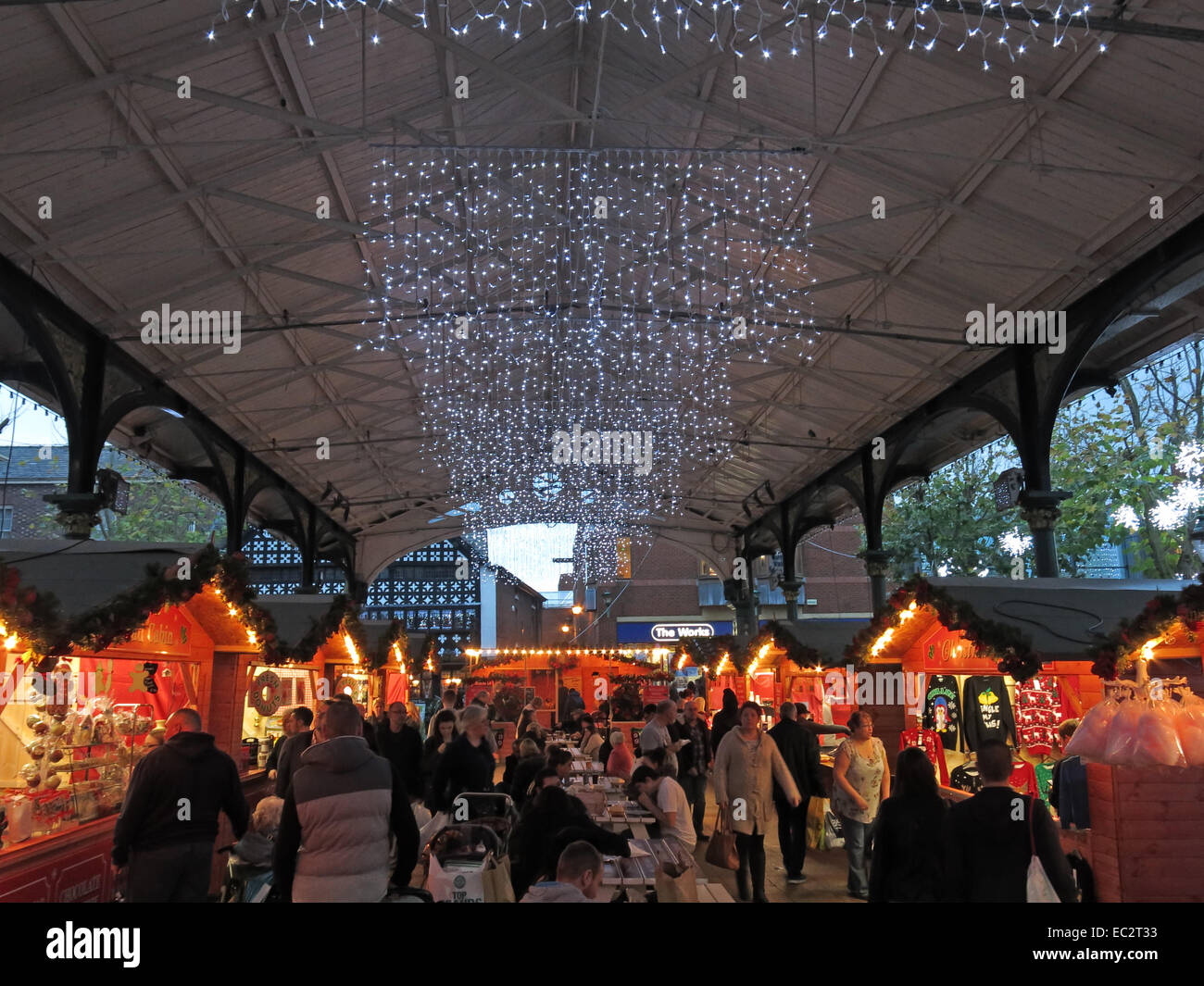 Warrington Winter Xmas German Market in the town centre, Cheshire, England, UK Stock Photo