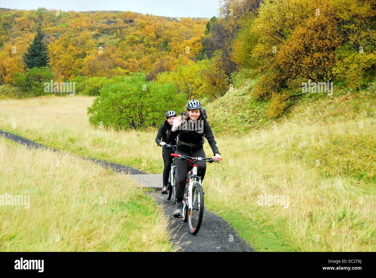 Biking on Super Jeep adventure tours in Iceland Stock Photo