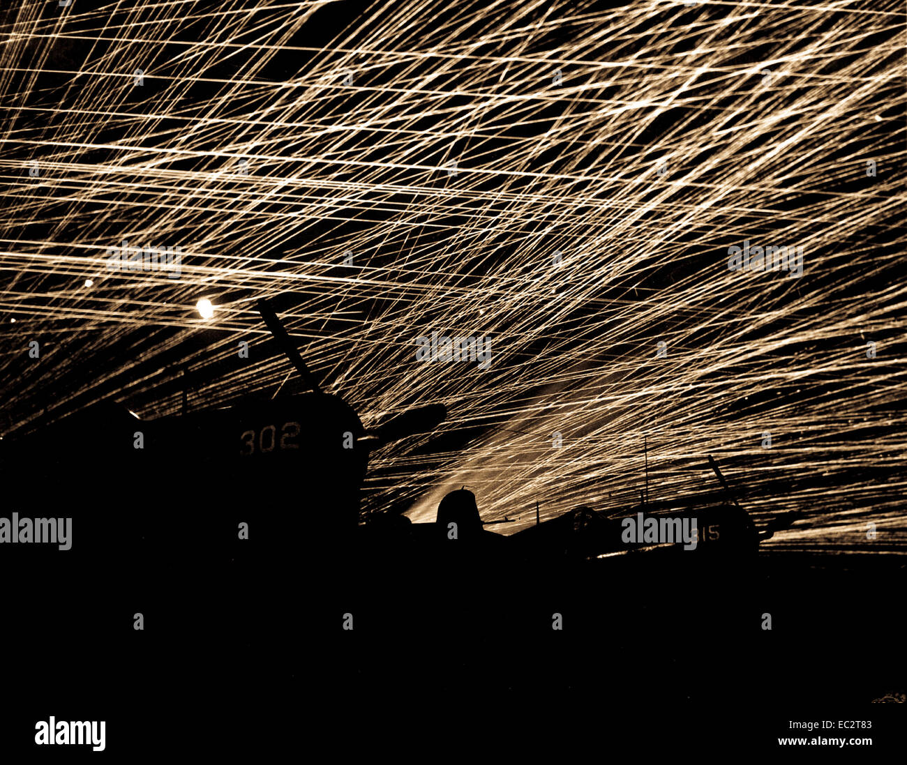 Anti aircraft fire at night hi-res stock photography and