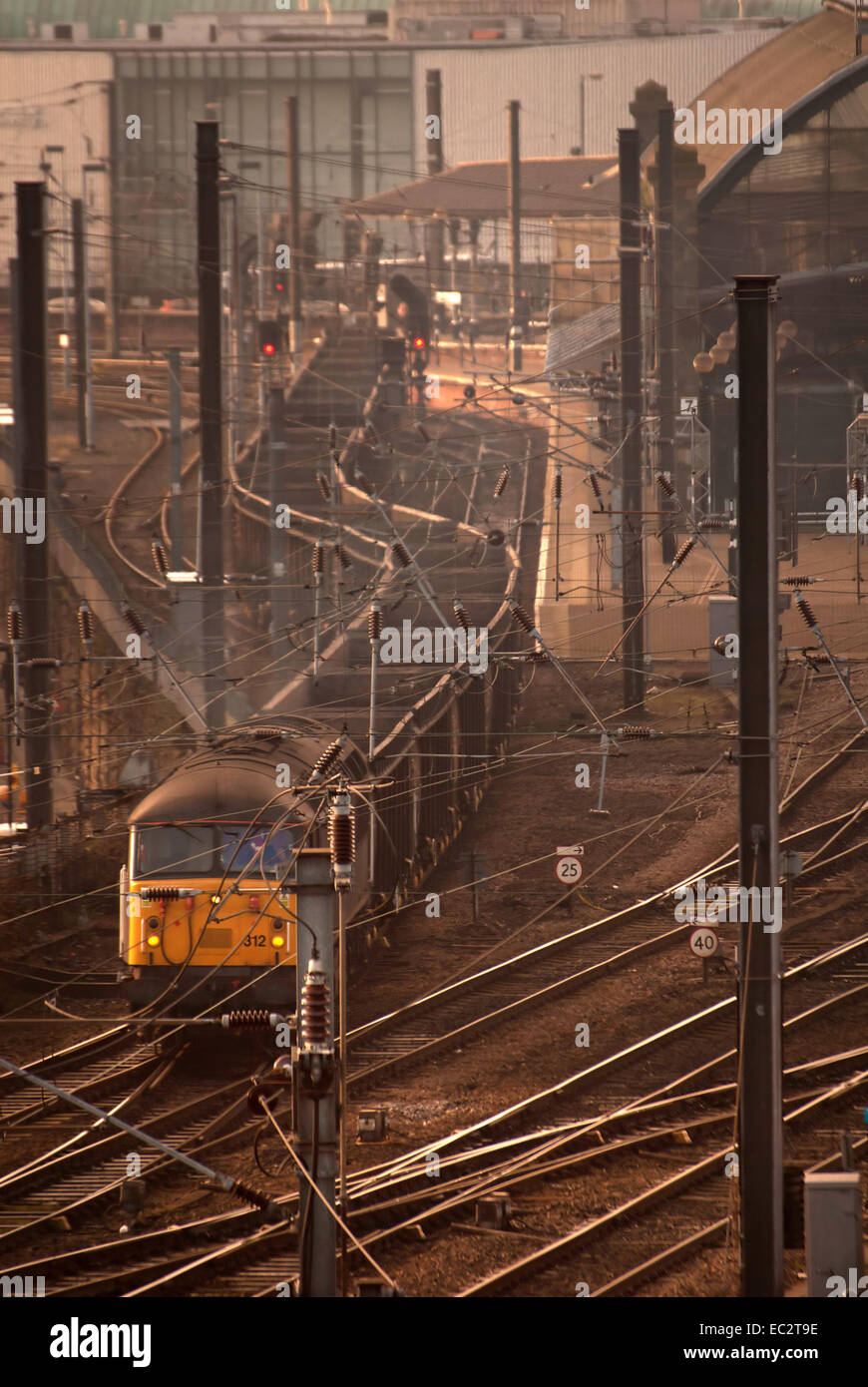 Train pulling out of Newcastle Central Station Stock Photo - Alamy