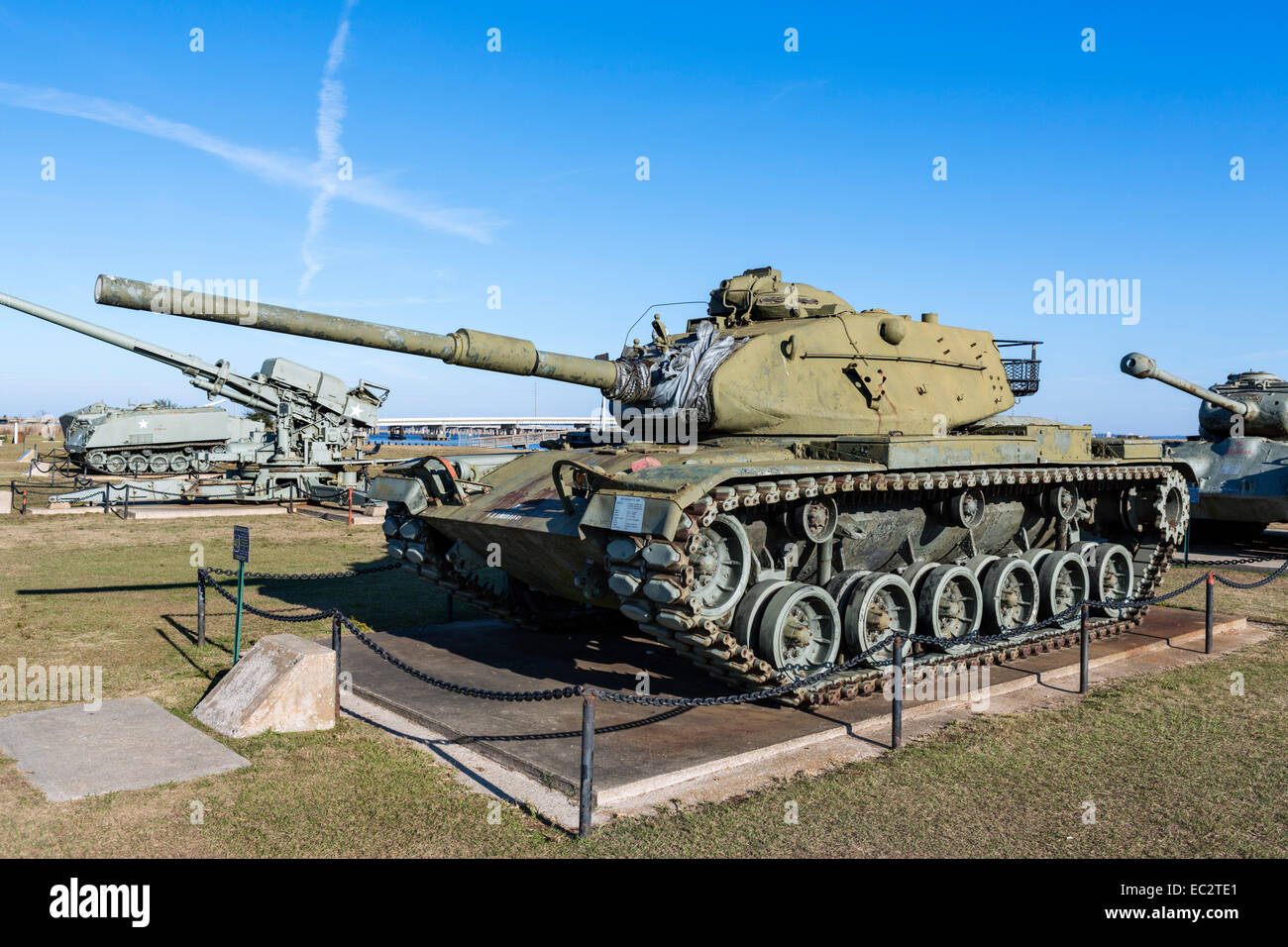 A US M-60A1 Patton Main Battle Tank, USS Alabama Battleship Memorial Park, Mobile, Alabama, USA Stock Photo