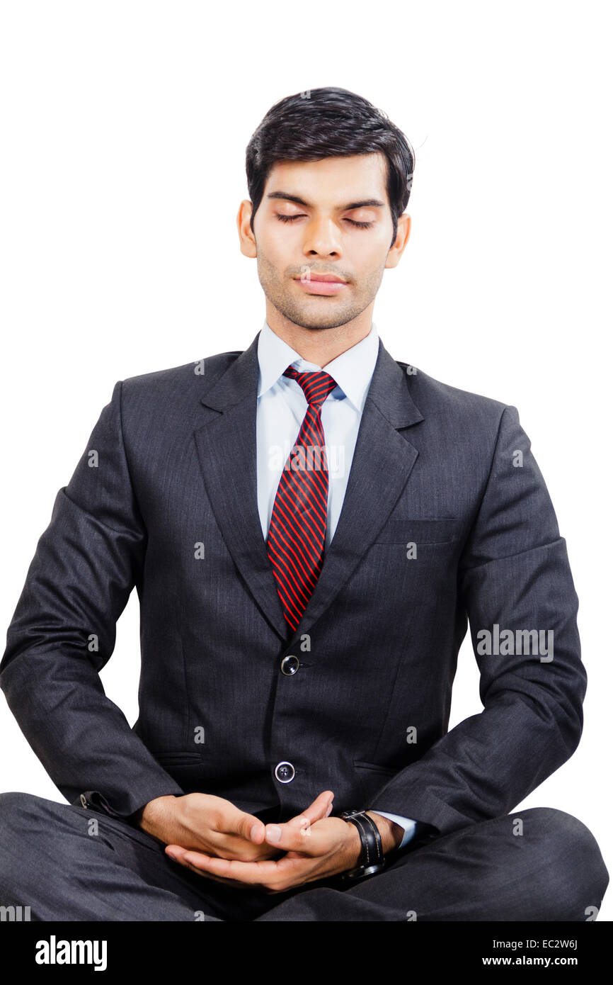indian Business man yoga Meditation Stock Photo