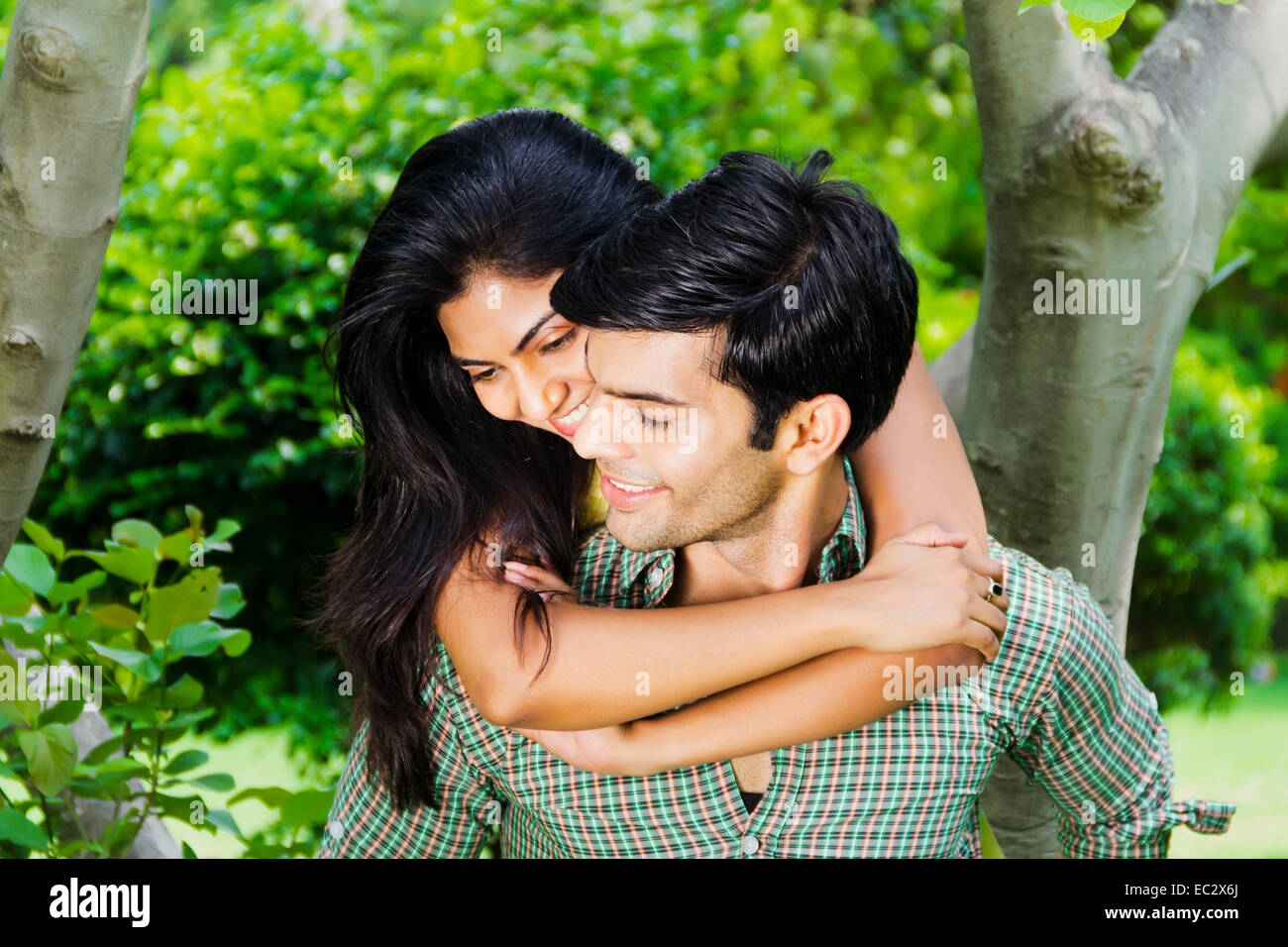 2 Indian Couple Park Romance Stock Photo Ala