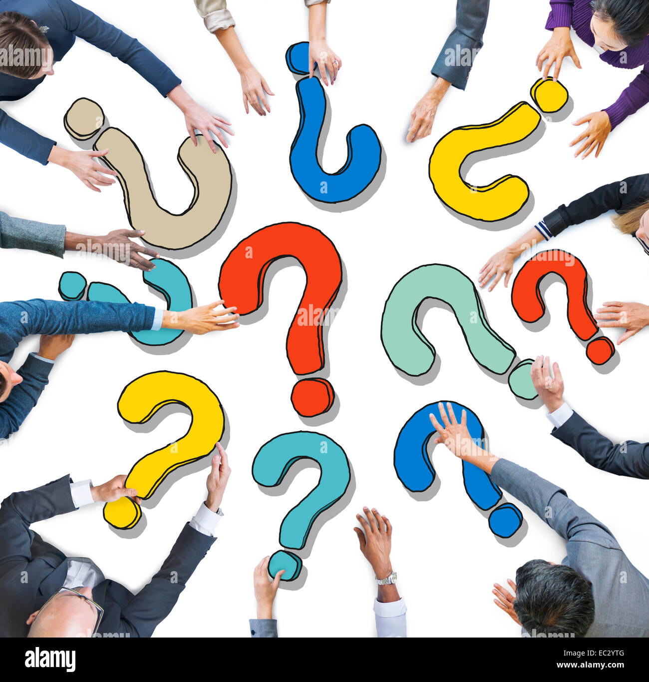 Group of Diverse Business People with Question Marks Stock Photo Alamy