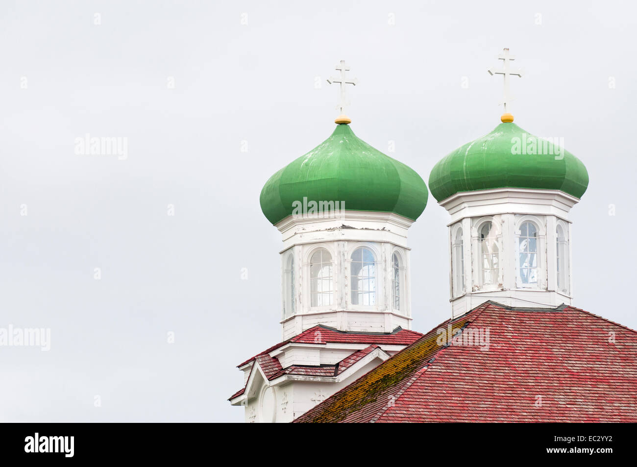 Russian Orthodox Church, Holy Ascension, Unalaska, Alaska Stock Photo