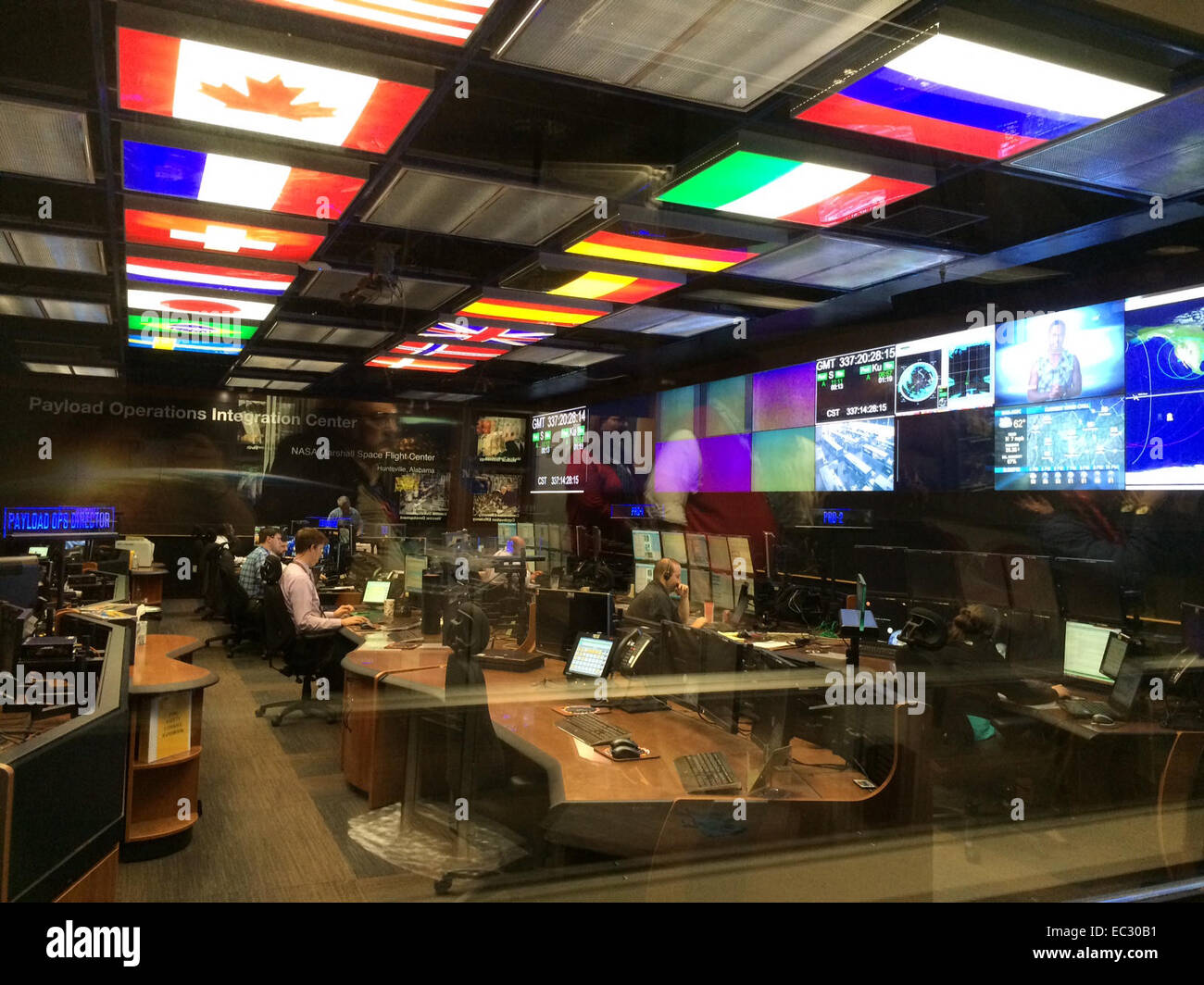 NASASocial participants tour the Payload Operations Integration Center (POIC) at NASA’s Marshall Space Flight Center. The center is responsible for coordinating science experiments on the International Space Station. Stock Photo