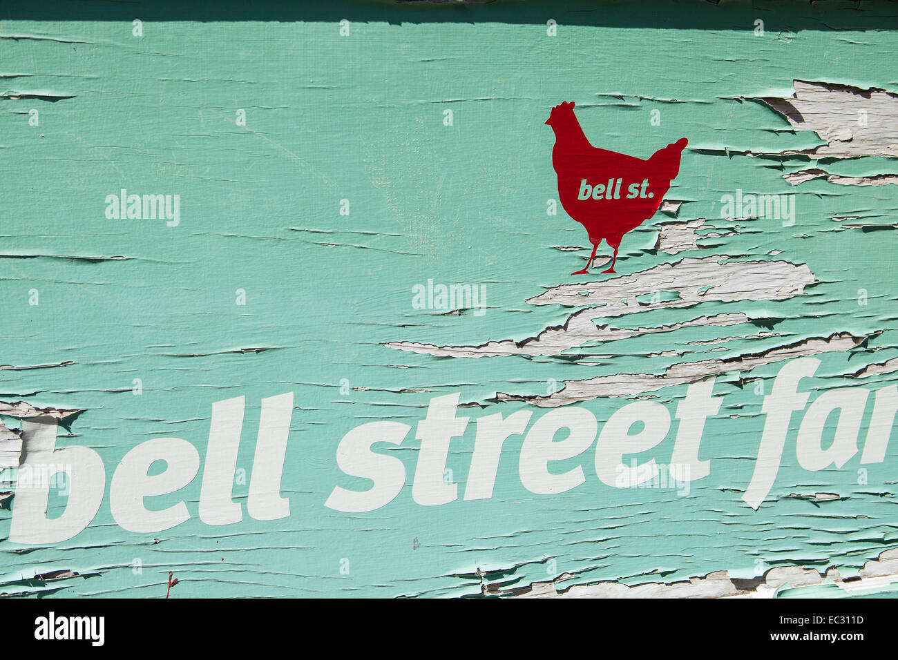 sign for Bell Street Farm Eatery and Market, Los Alamos, California Stock Photo