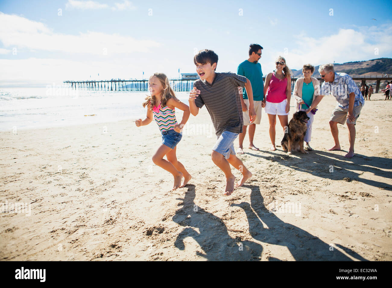 Family takes a stroll, Pismo Beach, Central Coast, California, United