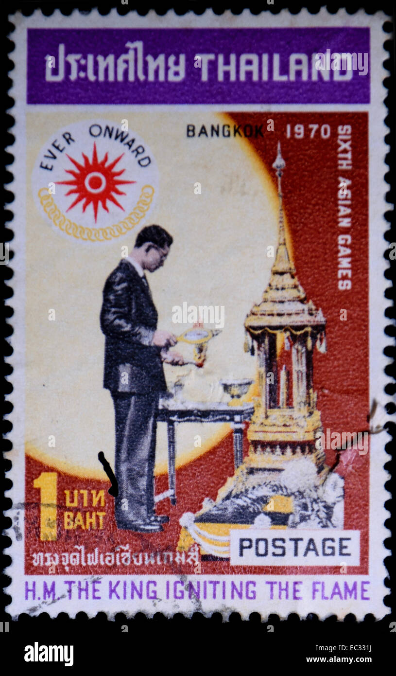 H.M.The King igniting the flame Sixth Asian games 1970 Stock Photo Alamy