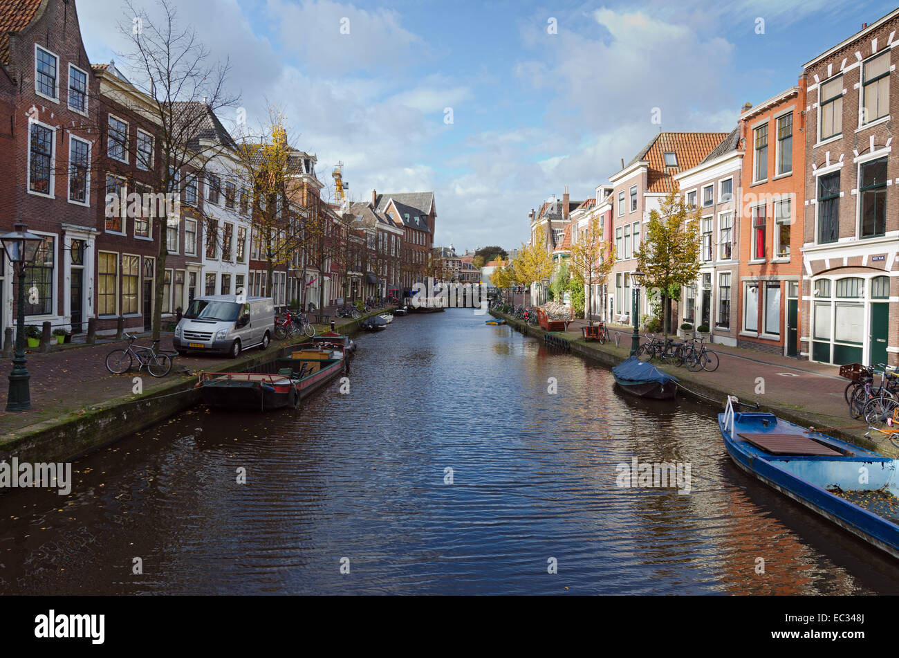 LEIDEN, NETHERLANDS OCTOBER 23 Waterways and typical Dutch