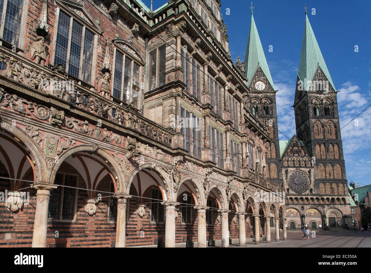 Germany, Bremen, Rathaus (city Hall), St Petri Dom (St Peter's ...