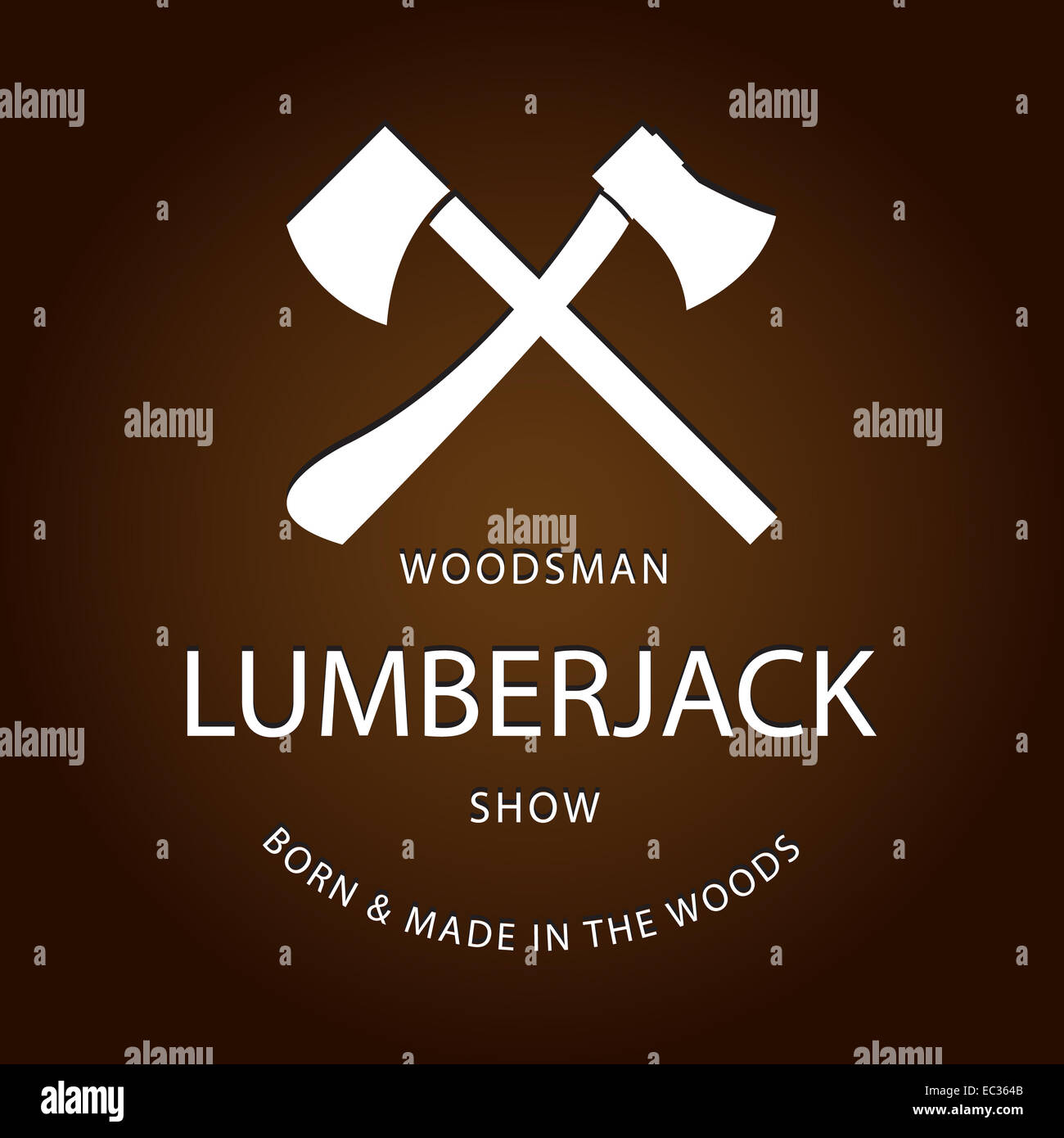 Card of vintage lumberjack label, emblem Stock Photo