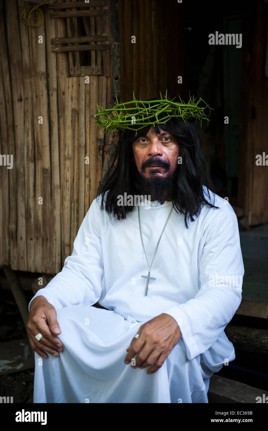Human Crucifixion - Portrait of Gilbert Bargayo Stock Photo