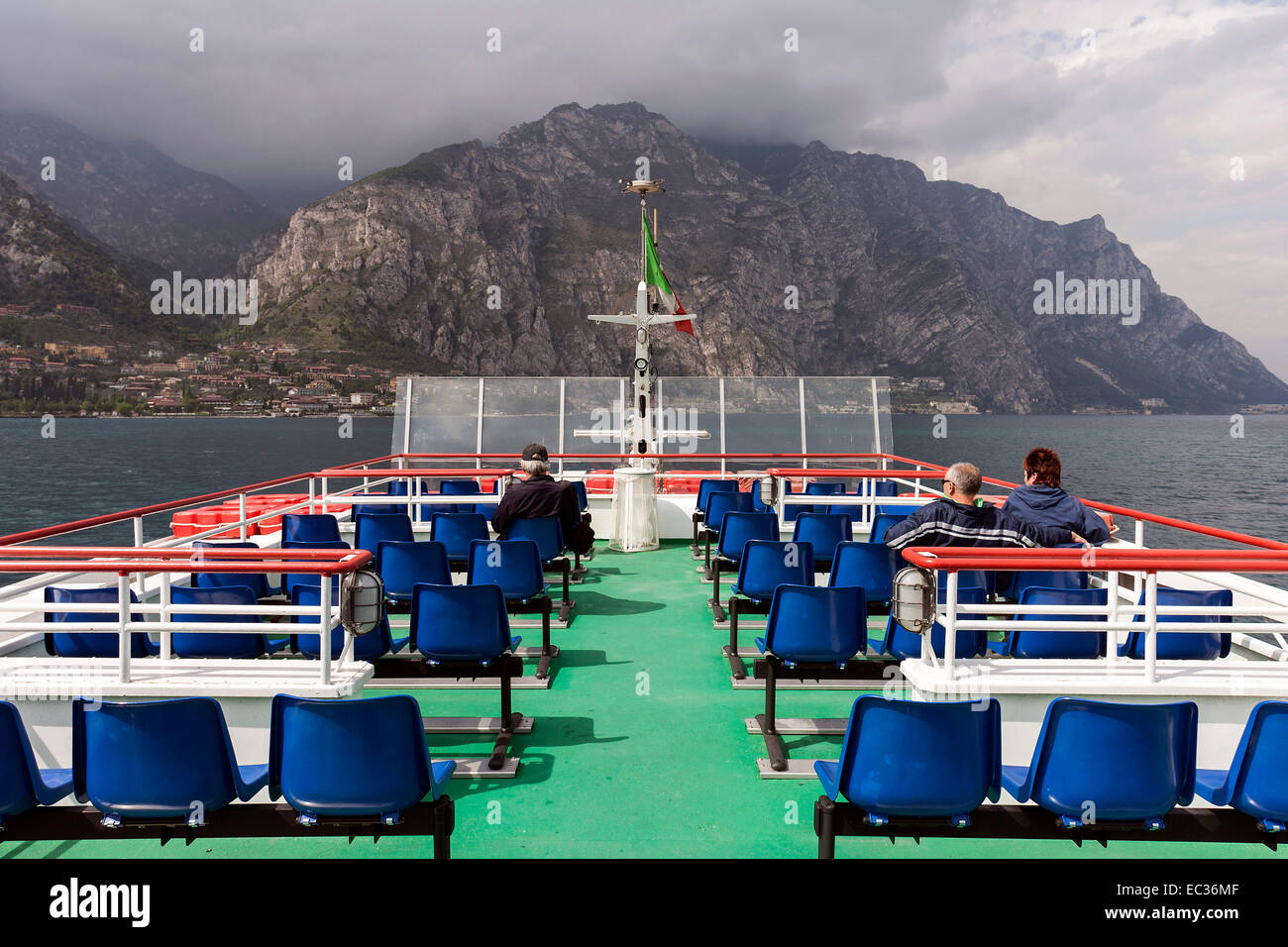 Ferry from Malcesine to Limone Sul Garda, Lake Garda, Lombardy, Italy Stock Photo
